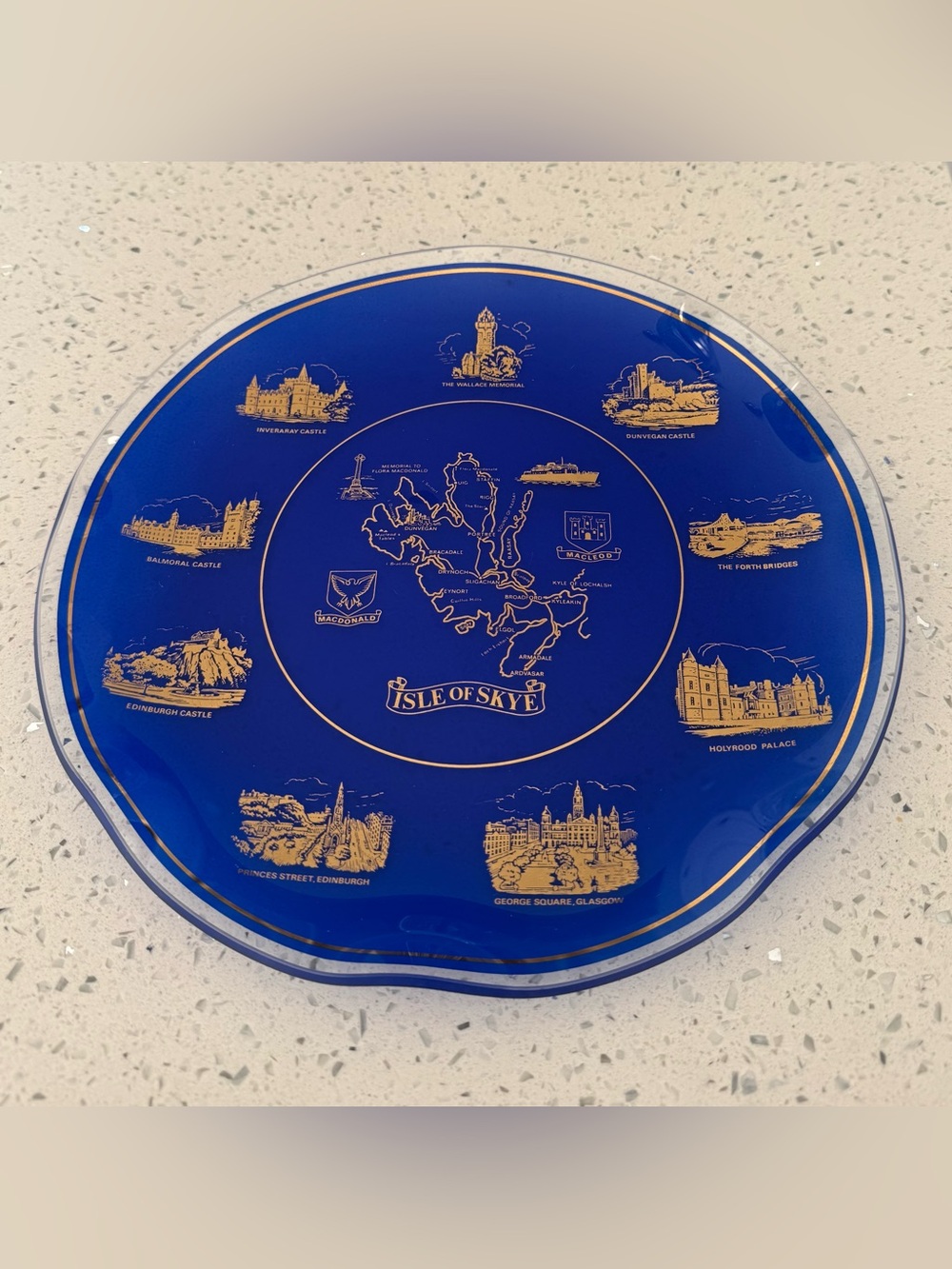 Vintage Isle of Skye Cobalt Blue Glass Display Plate